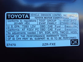 2014 TOYOTA PRIUS 4 DOOR HATCHBACK HYBRID 1.8L AT FWD COLOR GRAY Z14772