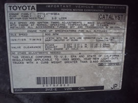 1993 TOYOTA 4RUNNER SR5 MODEL 3.0L V6 AT 4X4 COLOR BLACK  Z14774