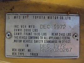 1973 TOYOTA PICK UP TRUCK REGULAR CAB STANDARD MODEL 2.0L MT 2WD COLOR BEIGE Z14775