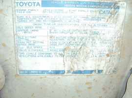 1988 TOYOTA TRUCK REGULAR CAB 2.4L FUEL INJECTION MT 4X4 COLOR WHITE STK Z12245