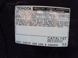 2004 TOYOTA TACOMA SR5 MODEL XTRA CAB 3.4L MT 4X4 COLOR BLACK STK Z12246