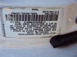 1999 TOYOTA CAMRY LE MODEL 4DOOR SEDAN 2.2L AT FWD COLOR WHITE STK Z12249