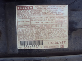 1995 TOYOTA CAMRY LE MODEL STATION WAGON 2.2L AT FWD CA EMISSIONS COLOR BLACK STK Z12250