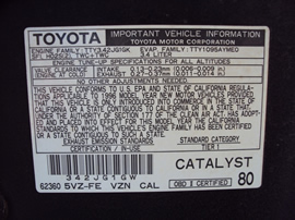 1996 TOYOTA TACOMA XTRA CAB DLX MODEL 3.4L V6 MT 4X4 COLOR BLACK STK Z12254