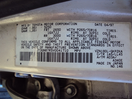 1997 TOYOTA 4RUNNER LIMITED MODEL 3.4L AT 2WD COLOR TAN STK Z12266