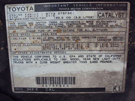 1991 TOYOTA PICK UP XTRA CAB 3.4L MT 4X4 (CHANGEOVER) COLOR BLACK STK Z12269