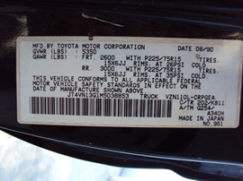 1991 TOYOTA PICK UP XTRA CAB 3.4L MT 4X4 (CHANGEOVER) COLOR BLACK STK Z12269