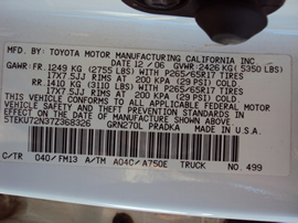 2007 TOYOTA TACOMA 4DOOR SR5 PRE RUNNER 4.0L AT 2WD COLOR WHITE STK Z12270