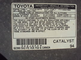 1996 TOYOTA T100 XTRA CAB 3.4L MT 4X4 COLOR SILVER STK Z12274