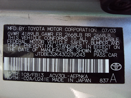 1998 TOYOTA AVALON V6 AUTOMATIC TRANSMISSION STK # Z12291
