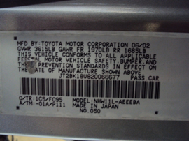 2002 TOYOTA PRIUS 4 DOOR SEDAN STANDARD MODEL 1.5L AT HYBRID COLOR SILVER STK Z12318