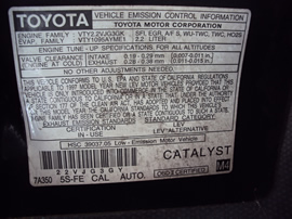 1997 TOYOTA CAMRY 4 DOOR SEDAN LE MODEL 2.2L AT CA EMISSIONS COLOR GREEN STK Z12321