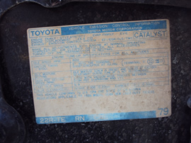 1986 TOYOTA PICK UP STANDARD MODEL REGULAR CAB 2.4L EFI TURBO MT 4X4 5 SPEED COLOR BLACK STK Z12328