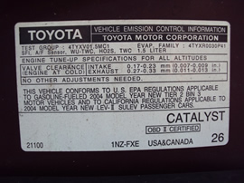 2004 TOYOTA PRIUS 4 DOOR HATCHBACK HYBRID 1.5L AT FWD COLOR RED STK Z12331