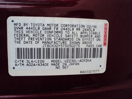 1996 LEXUS SC400 2 DOOR CPE 4.0L V8 AT 2WD COLOR RED Z12336