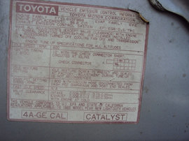 1985 TOYOTA MR2 2 DOOR COUPE 1.6L DOHC MT RWD COLOR SILVER STK Z12345