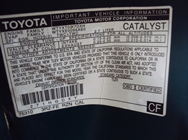 1998 TOYOTA TACOMA DELUXE MODEL SR5 XTRA CAB 2.7L (COIL STYLE) MT 4X4 WITH REAR DIFF LOCK COLOR TEAL GREEN STK Z12351
